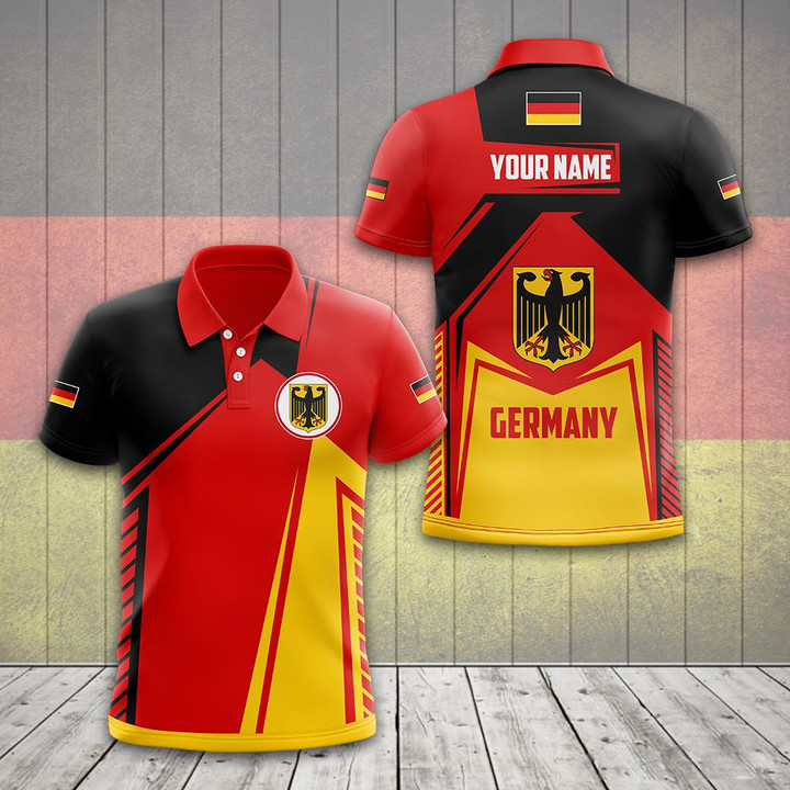 AIO Pride - Custom Name Germany Coat Of Arms Flag 3D Unisex Adult Polo Shirt