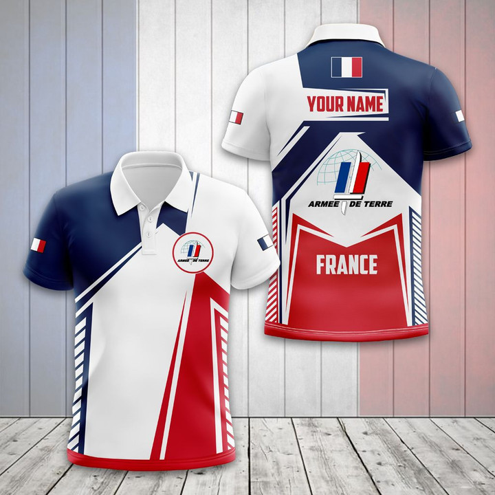 AIO Pride - Custom Name French Army Flag 3D Unisex Adult Polo Shirt