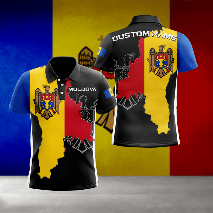 AIO Pride - Custom Name Republica Moldova Unisex Adult Polo Shirt