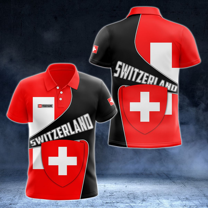 AIO Pride - Custom Name Switzerland Flag 3D Version Unisex Adult Polo Shirt