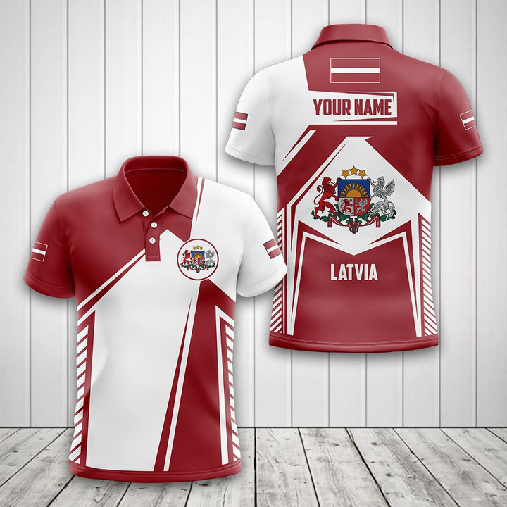 AIO Pride - Custom Name Latvia Coat Of Arms Flag 3D Unisex Adult Polo Shirt