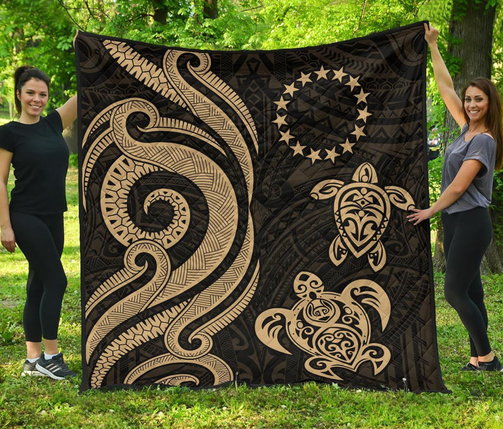 AIO Pride Cook Islands Premium Quilt - Gold Tentacle Turtle