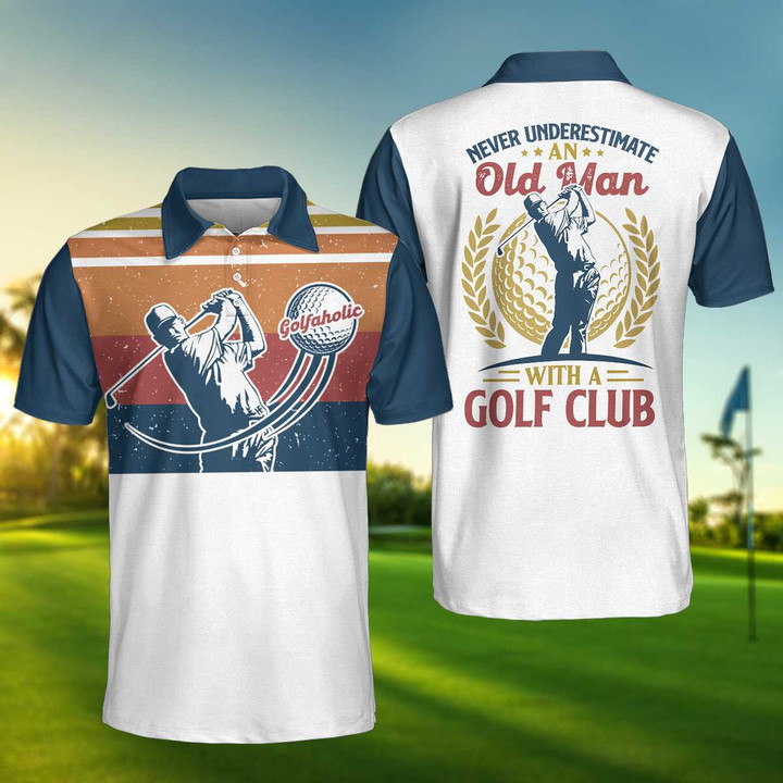 AIO Pride Never Underestimate An Old Man With A Golf Club Short Sleeve Polo Shirt