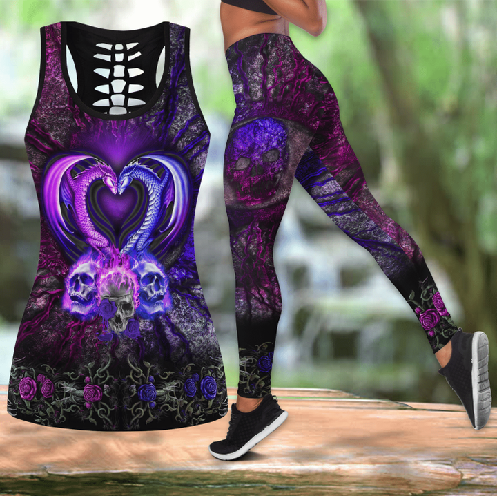 AIO Pride Dragon Skull 3D All Over Printed Hollow Tank Top Or High Waist Leggings