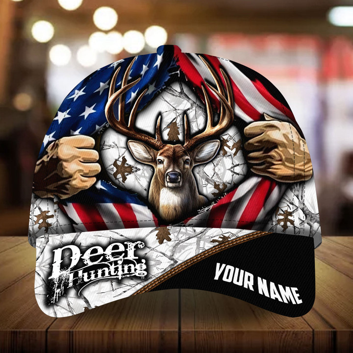 AIO Pride Epic Ripped Flag Deer Hunting Hat Custom Name Multicolores 3D