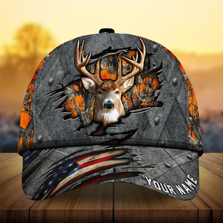 AIO Pride Premium American Flag Metal Deer Hunting Hats 3D Multicolored Custom Name