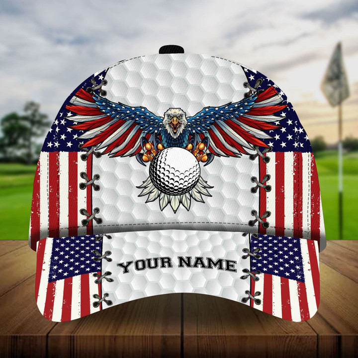 AIO Pride Premium Cool American Flag Golf Ball, Golf Hats Multicolored Custom Name