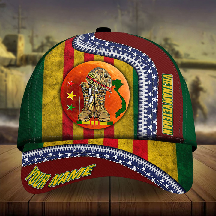 AIO Pride Premium Unique Vietnam Veteran 3D Hats Vietnam Veteran Flag Custom Name