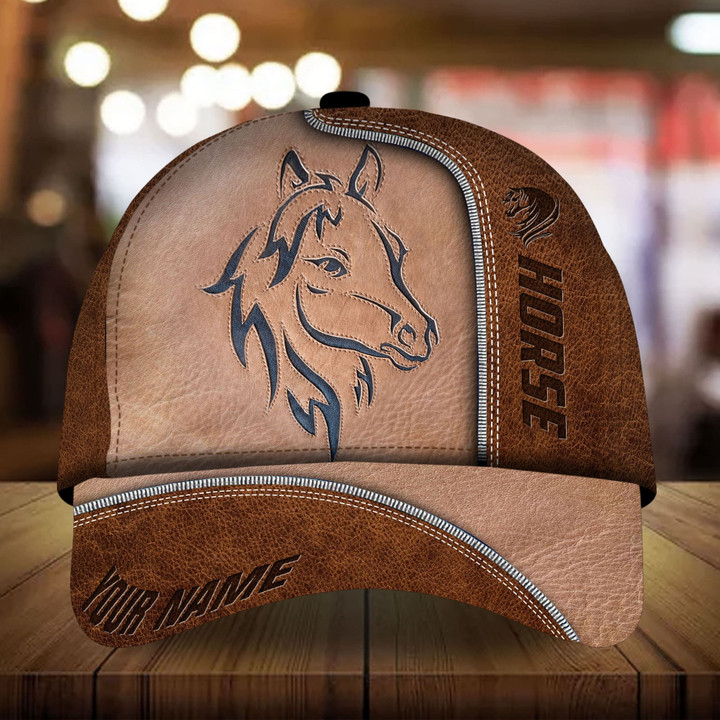 AIO Pride Premium Brown Leather Horse Hats For Horse Lovers 3D Custom Name