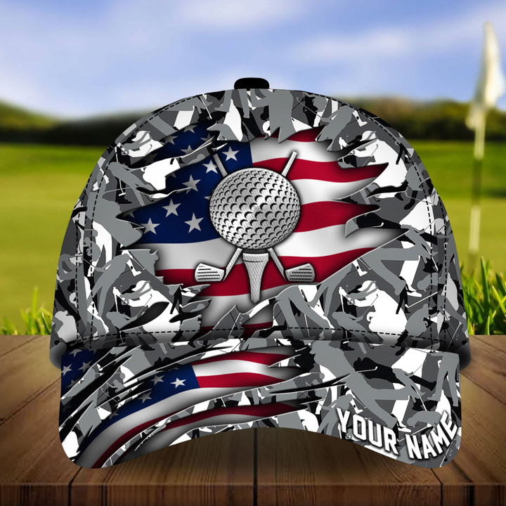 AIO Pride Premium American Camo Golf Ball, Golf Hats Multicolor Custom Name