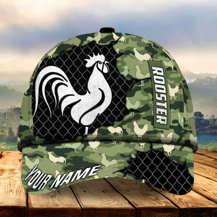 AIO Pride Premium Camo Metal Rooster, Rooster Hats For Rooster Lovers Multicolor Custom Name
