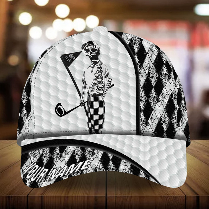 AIO Pride Cool Skull Golfer Golfing Cap Golfer Hats 3D Multicolor Custom Name