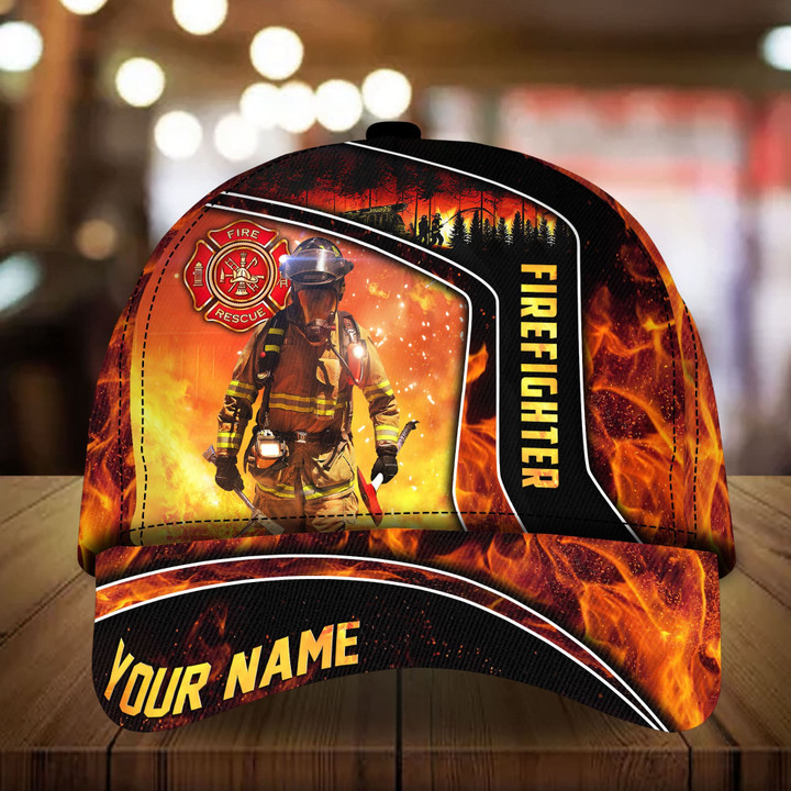 AIO Pride Custom Name Proud To Be Firefighter Cap Multicolor, The Best Gift For Firefighter Lover