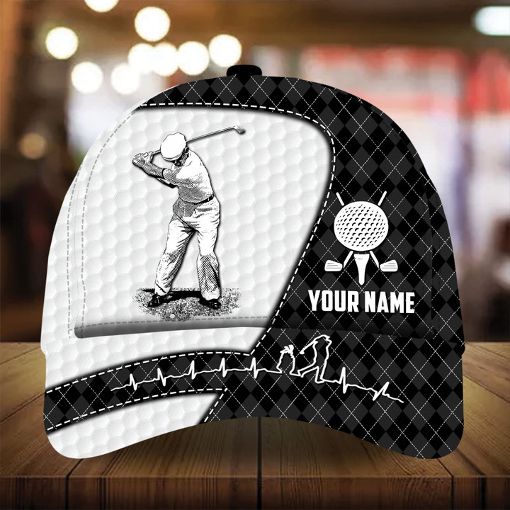 AIO Pride Premium Cool Old Man Golf Heart Beat Golf Hats Multicolored Custom Name