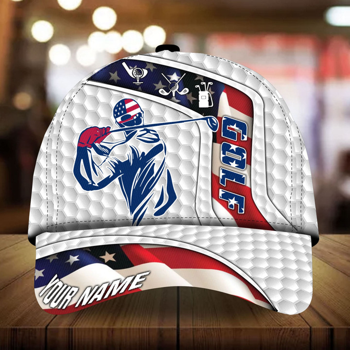 AIO Pride Premium Cool American Golfer 3D Hats For Golf Lovers Multicolor Custom Name