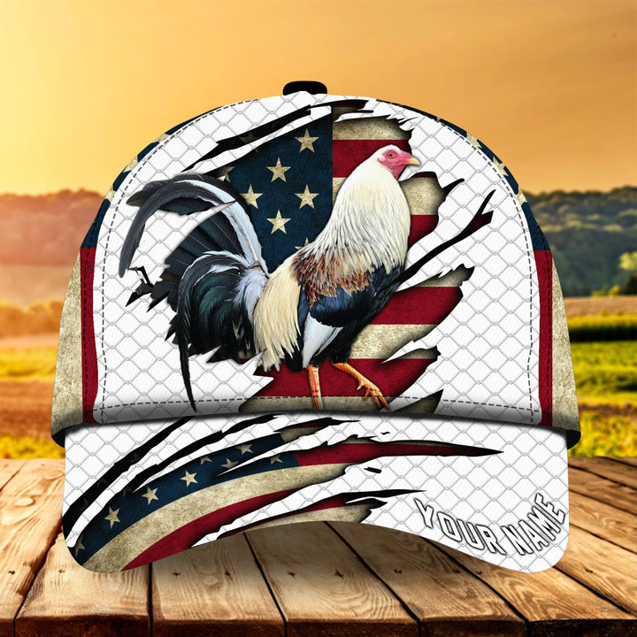 AIO Pride Premium Cool American Flag Rooster Hats For Rooster Lovers Multicolor Custom Name