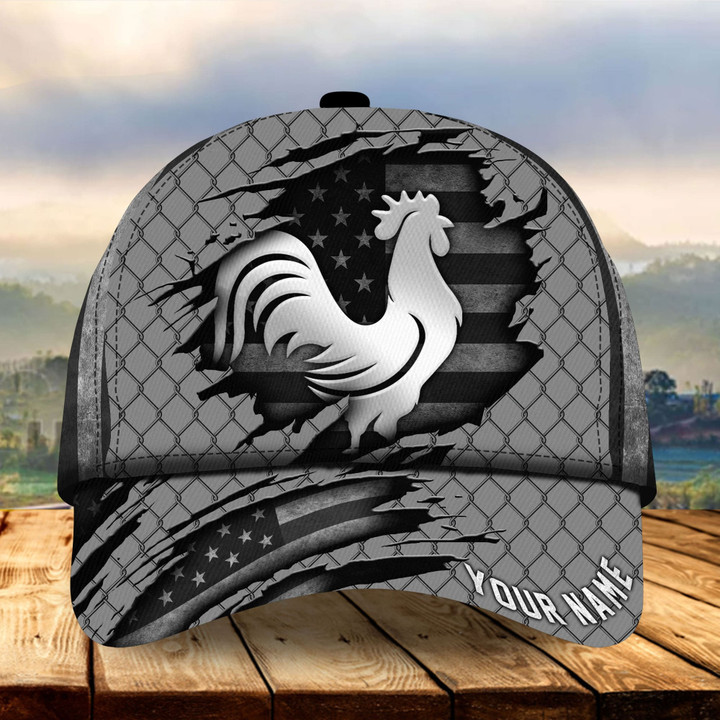 AIO Pride Premium Metal Rooster Old Flag, Rooster Hats For Rooster Lovers Multicolor Custom Name