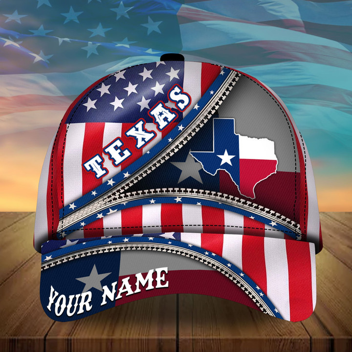 AIO Pride Custom Name Texas Patriot America Zipper Concept Classic Cap