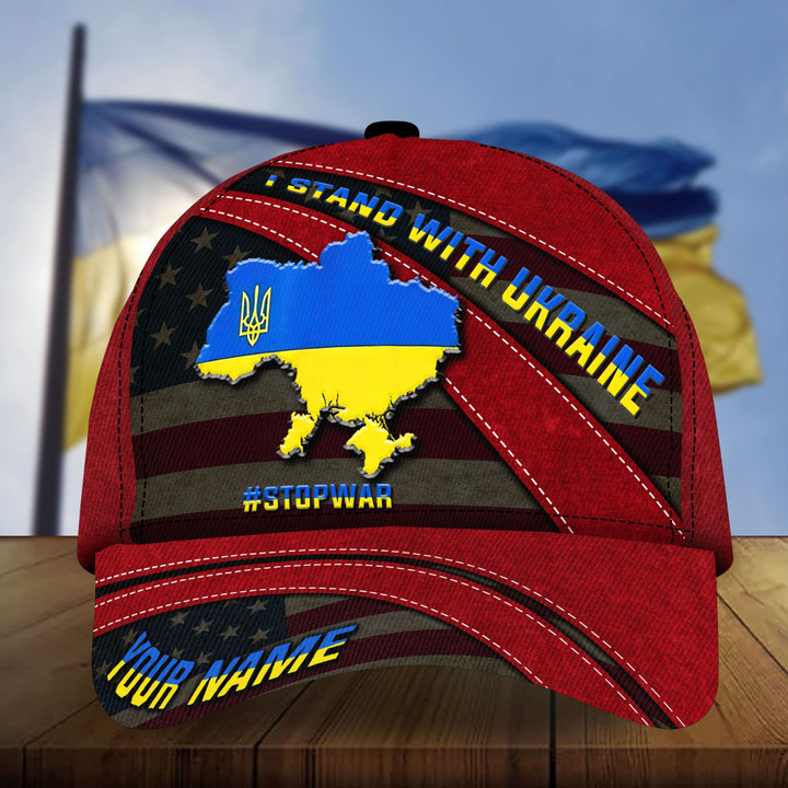 AIO Pride I Stand With Ukraine American Supports Ukraine 3D Cap Custom Name Custom Name Art