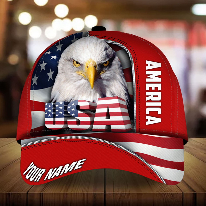 AIO Pride Premium Unique USA, Eagle Patriot 3D Hats Multicolor Custom Name