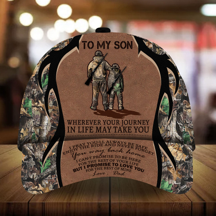 AIO Pride To My Son Wherever Your Journey In Life May Take You Hunting Hat 3D Multicolor Custom Name