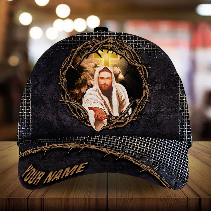 AIO Pride Premium Unique Cap Jesus God And Lion Custom Name Full Printed 3D Hat