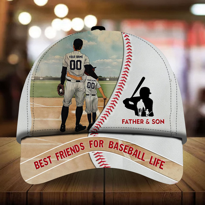 AIO Pride Unisex Baseball Cap Father & Son Baseball Players Custom Name & Number Full Printed 3D Hat