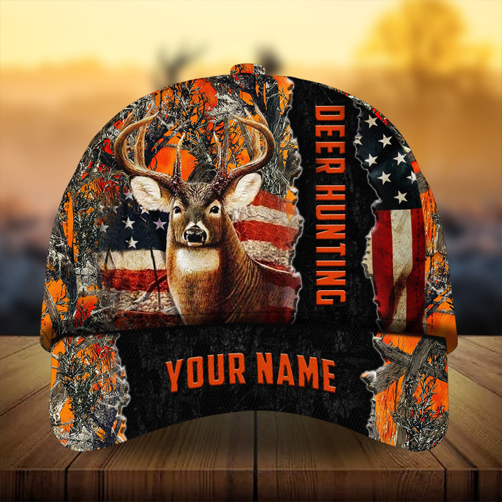 AIO Pride Men's American Flag Camouflage Deer Hunting Hats 3D Multicolored Custom Name