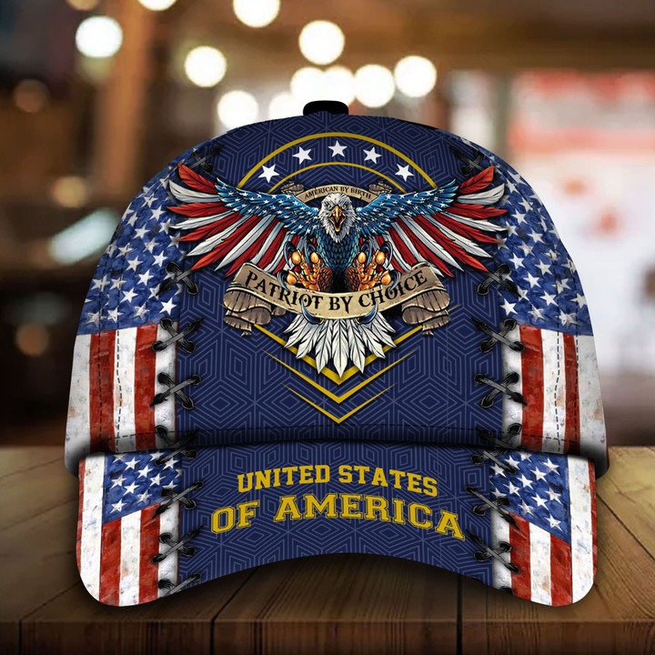 AIO Pride Patriotic Eagle Hat, United States Full Printed Multicolors Custom Name Cap American Flag Pattern