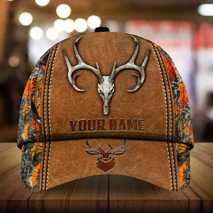 AIO Pride The Best Deer Hunting Cap 3D Leather Camo Custom Name