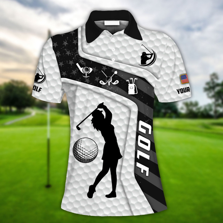 AIO Pride Premium Unique US Golf Polo Shirts For Women Multicolor Custom Name