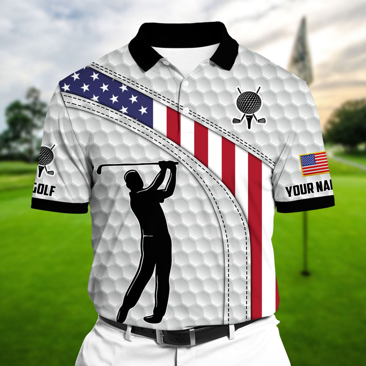 AIO Pride The Best American Golfer, Golf Polo Shirts Multicolor Custom Name