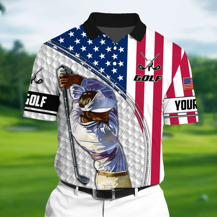 AIO Pride Unique American Golfer 3D Polo Shirts AOP Multicolor Custom Name