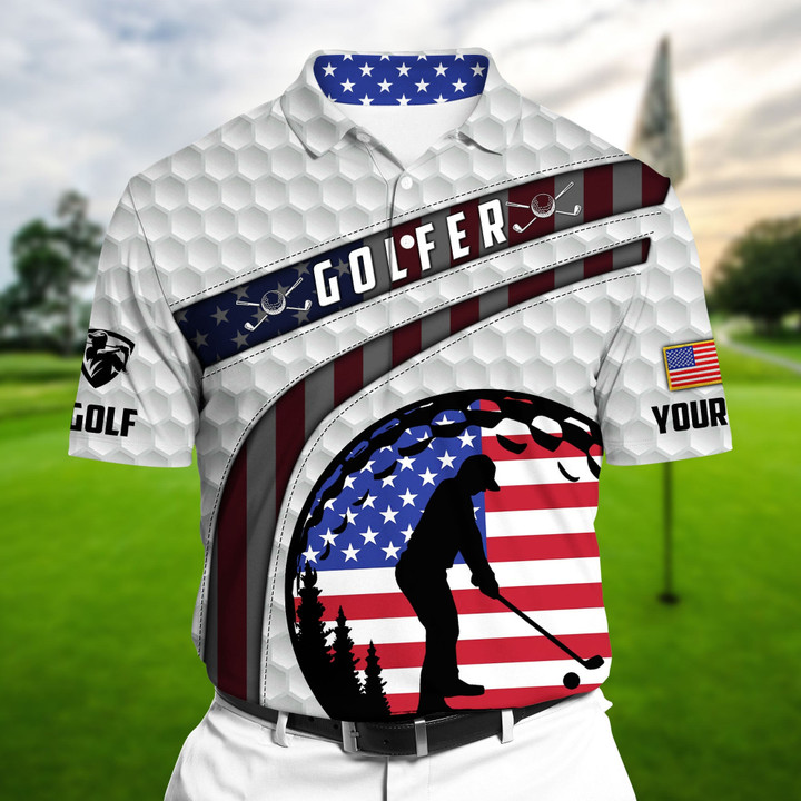AIO Pride Premium Super Cool US Golfer, Golf Polo Shirts Multicolor Custom Name