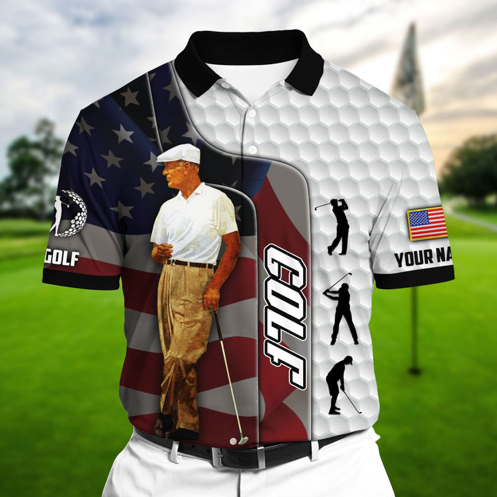 AIO Pride Premium Unique American Old Man, Golf Polo Shirts Multicolored Custom Name