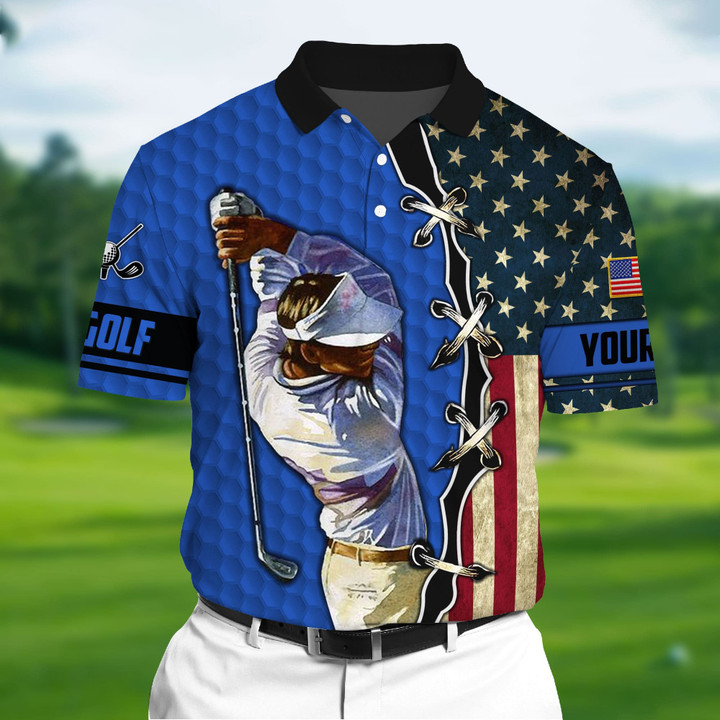 AIO Pride Unique Cool American Golfer 3D Polo Shirts Multicolor Custom Name