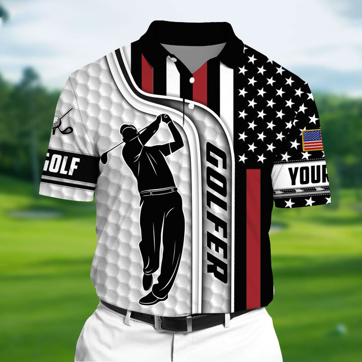 AIO Pride Premium Cool American Golfer 3D Polo AOP Multicolor Custom Name