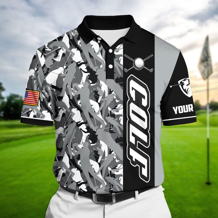 AIO Pride Premium Cool American Flag Golf Polo Shirts Multicolored Custom Name
