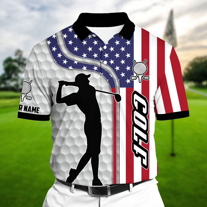 AIO Pride The Greatest American Golfer, Golf Polo Shirts Multicolor Custom Name