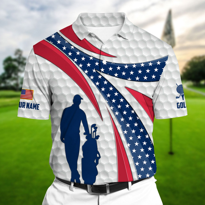 AIO Pride Super Cool American Golfer, Golf Polo Shirts Multicolor Custom Name