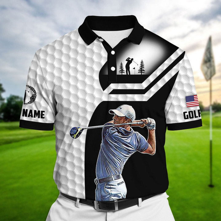 AIO Pride Premium Cool Art American Golfer, Golf Polo For Golf Lovers Multicolor Custom Name