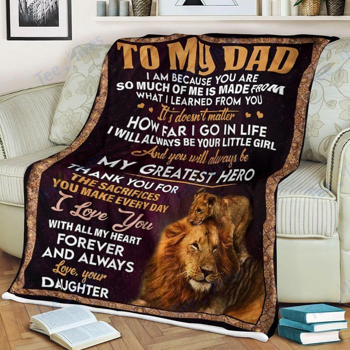 AIO Pride To My Dad My Greatest Hero Lion Blanket