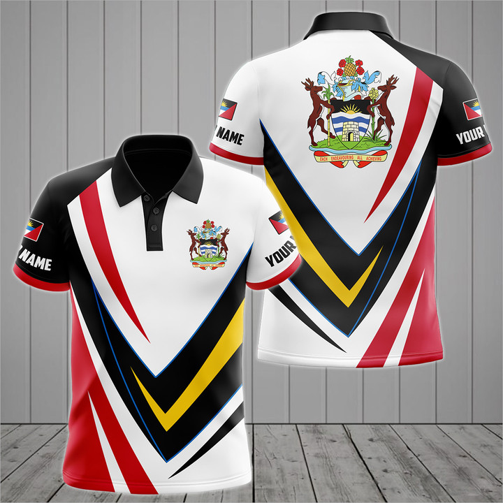 AIO Pride Custom Name Antigua And Barbuda Sport Form Coat Of Arms Polo Shirt