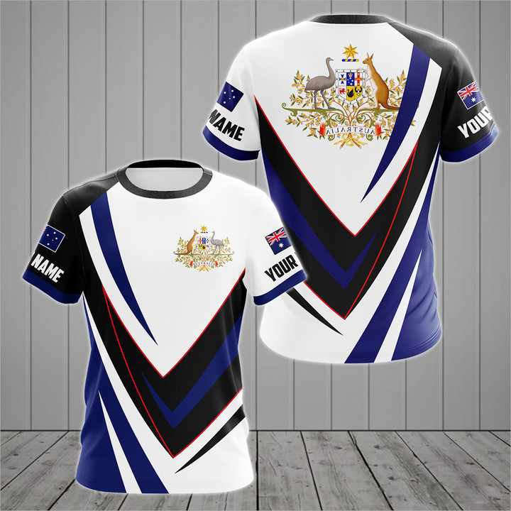 AIO Pride Custom Name Australia Sport Form Coat Of Arms T-shirt