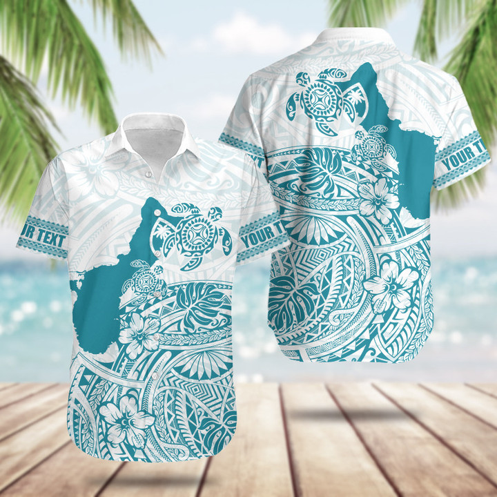 AIO Pride Custom Text Guam Map Maori Pattern Turtle Hawaiian Shirt