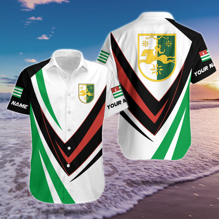 AIO Pride Custom Name Abkhazia Sport Form Coat Of Arms Hawaiian Shirt