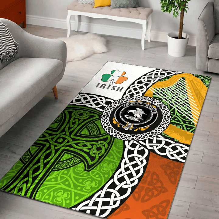 AIO Pride House of O'MADDEN Family Crest Area Rug - Ireland With Circle Celtics Knot