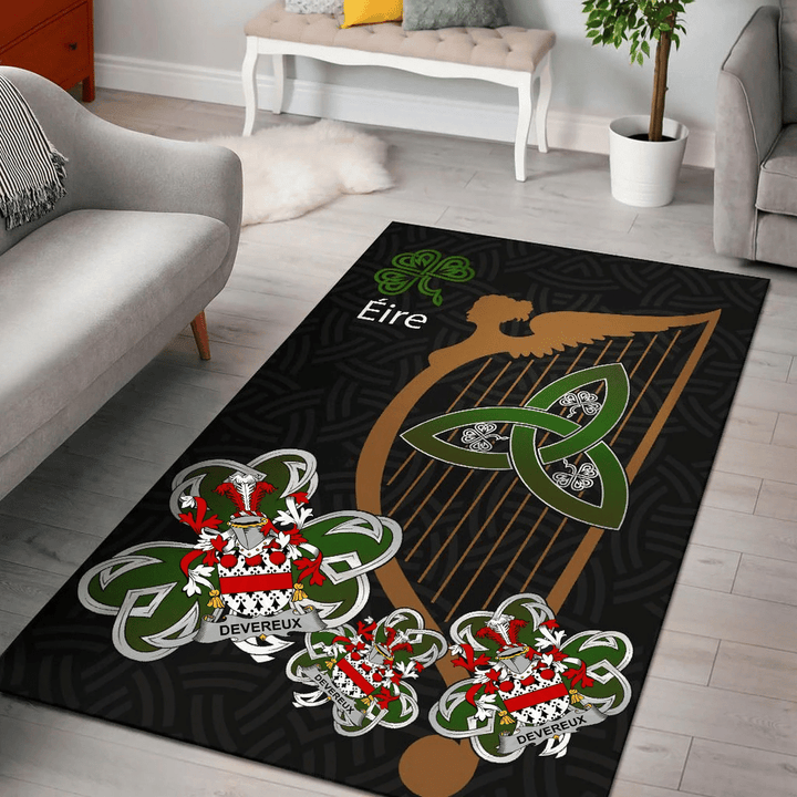 AIO Pride Devereux Family Crest Area Rug - Harp And Shamrock