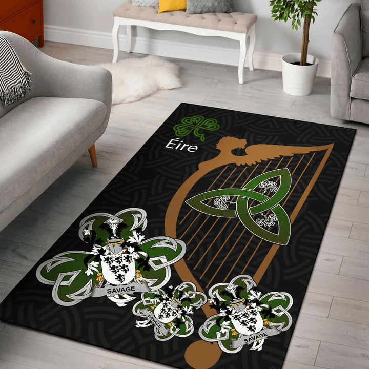 AIO Pride Savage Family Crest Area Rug - Harp And Shamrock