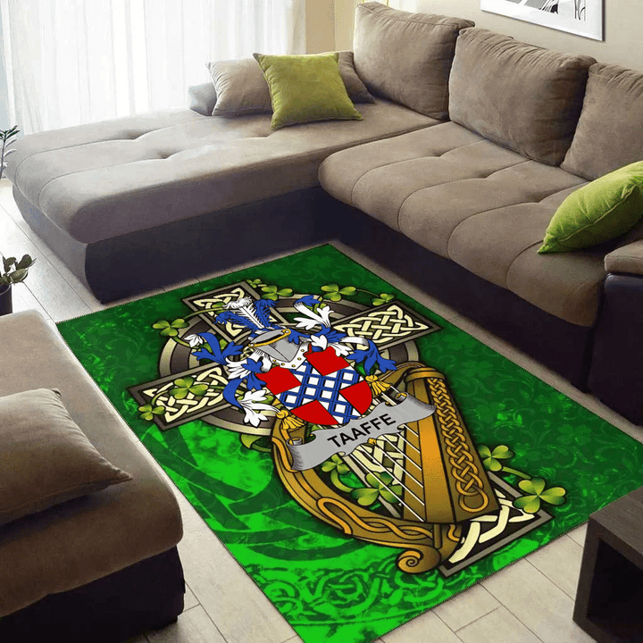 AIO Pride Taaffe Family Crest Area Rug - Ireland Coat Of Arms with Shamrock